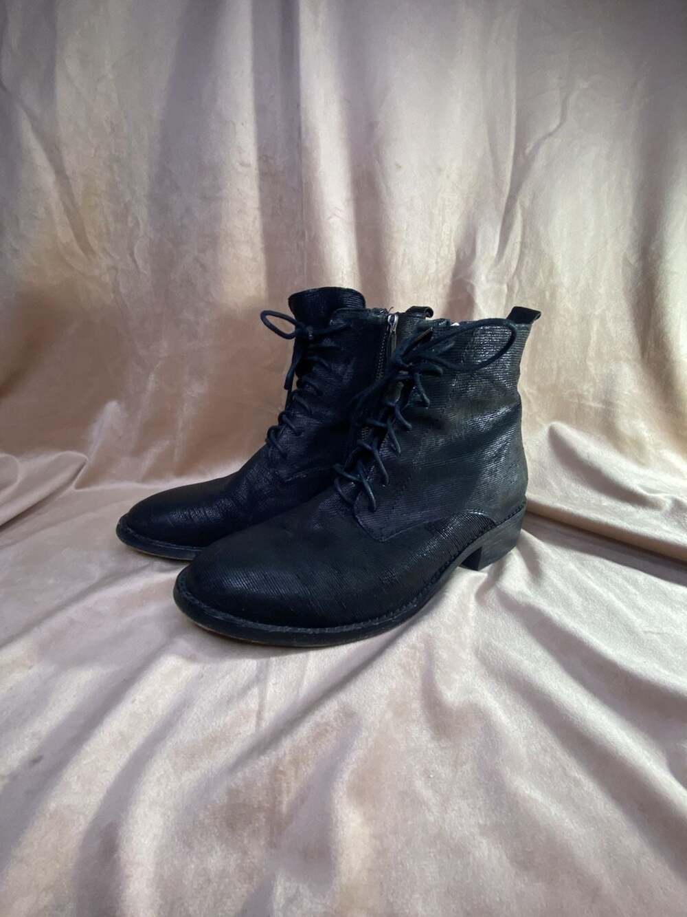 Eileen Fisher Black Women's Bravo Lace Up Leather Ankle Boots
